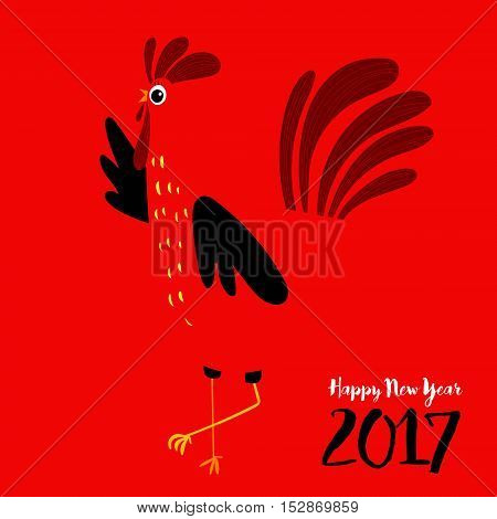 Vector Illustration Of Rooster, Symbol Of 2017 On The Chinese Calendar. Silhouette Of Red Cock.image