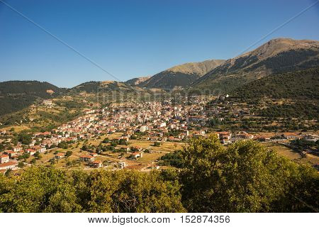 Cityview At Mountain Village Of Karpenisi, Evritania, Greece