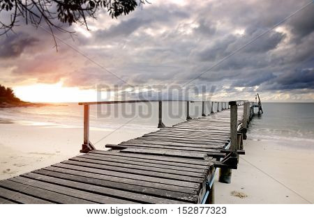 Sea Wooden Bridge In The Morning