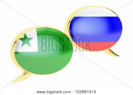 Speech bubbles Russian-Esperanto conversation concept. 3D rendering
