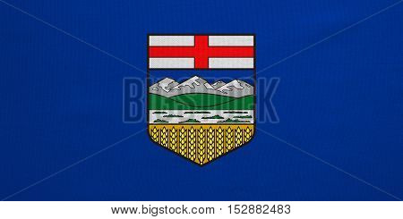 Albertan provincial official flag symbol. Canada banner and background. Canadian AB patriotic element. Flag of the Canadian province of Alberta detailed fabric texture accurate size illustration