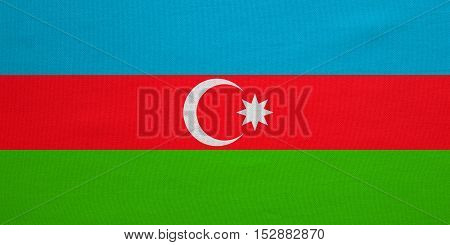 Azerbaijani national official flag. Patriotic symbol banner element background. Correct colors. Flag of Azerbaijan with real detailed fabric texture accurate size illustration