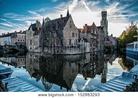 old town view panorama water tourism belgium