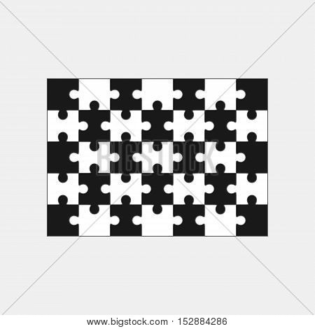 Jigsaw puzzle vector, blank simple template thirty-five elements