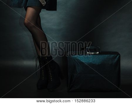 Steampunk Girl With Retro Bag.