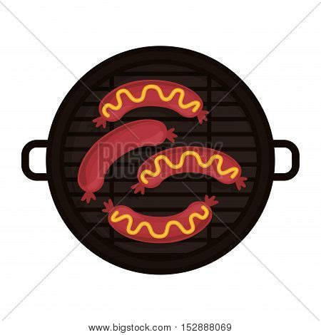 food grilled with big sausaces vector illustration
