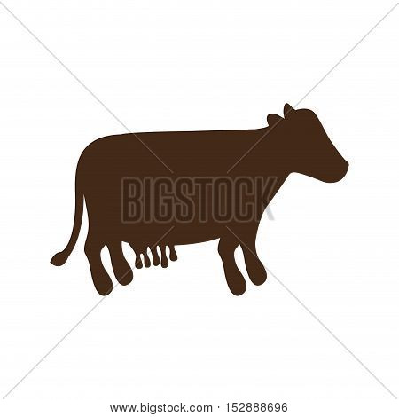silhouette brown color with milch cow vector illustration
