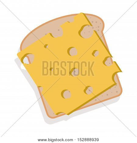 silhouette color bread with cheese vector illustration