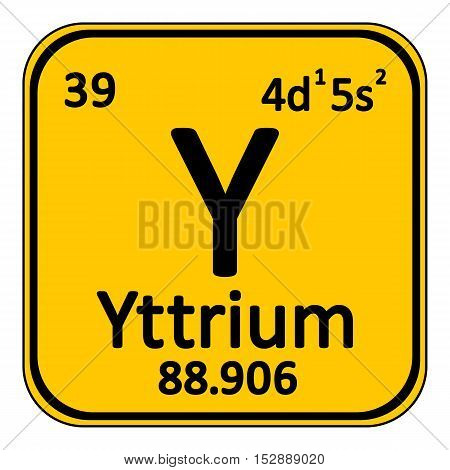 Periodic table element yttrium icon on white background. Vector illustration.