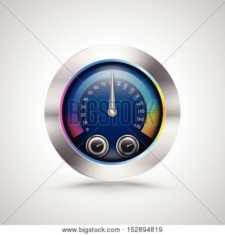 Shiny Colorful Speed meter isolated. Vector illustration.