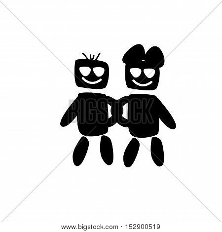 couple black vector love on white background