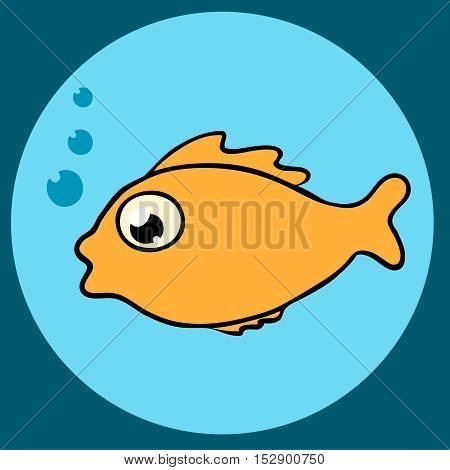 Tropical fish with bubbles flat icon in blue circle
