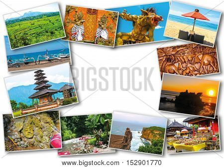 Set of images with views of Bali island, Indonesia