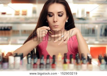 Woman Applying Nail Polish Doing her Manicure