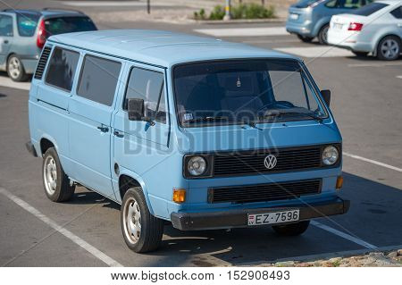 LIEPAJA, LATVIA - SEPTEMBER 10, 2016: VW Transporter T3. The Volkswagen Transporter (T3) is a van produced by the German manufacturer Volkswagen Commercial Vehicles.