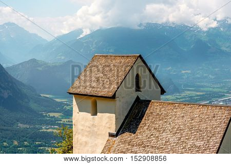 Old church in Triesenberg village in Liechtenstein