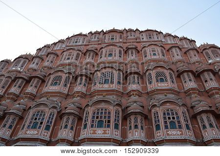 Wind Palace (Hawa Mahal) and its windows in Jaipur, Rajasthan, India