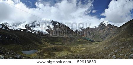 Stunning view from mountain pass Huapi into the valley, Peru