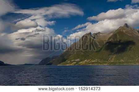 Dramatic landscape at the Hjorundfjord, Fjordland, Norway