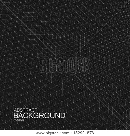 3D cyberspace grid. Vector illustration of geometric distorted cyberspace grid. Technology background