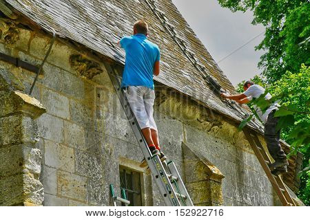 Sahurs France - june 22 2016 : slater on the Marbeuf manor