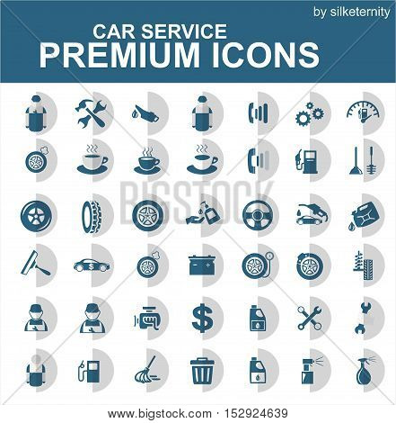 Car icon set wash automobile grey white background