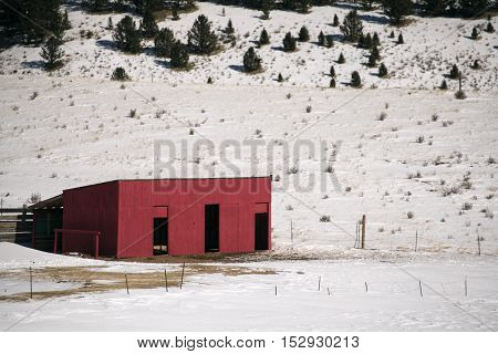 Red horse barn near Cripple Creek Colorado