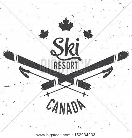 Ski resort, Canada. Concept for badge. shirt, print, seal or stamp. Ski resort typography design- stock vector.