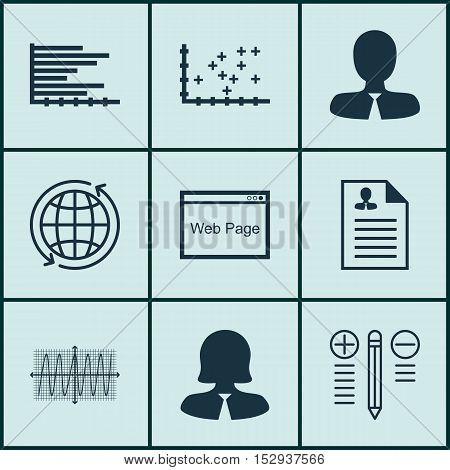 Set Of 9 Universal Editable Icons For Management, Project Management And Advertising Topics. Include
