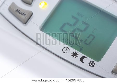 Closeup Of Modern Radiator With Digital Temperature
