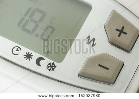 Closeup Of Modern Radiator With Digital Temperature