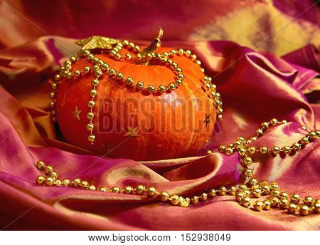 Pumpkin.Art background for Halloween concept, with soft
