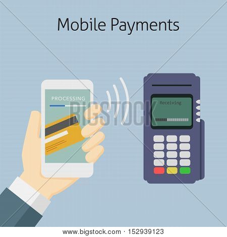 customer paying with electronic banking on mobile payment to edc terminal