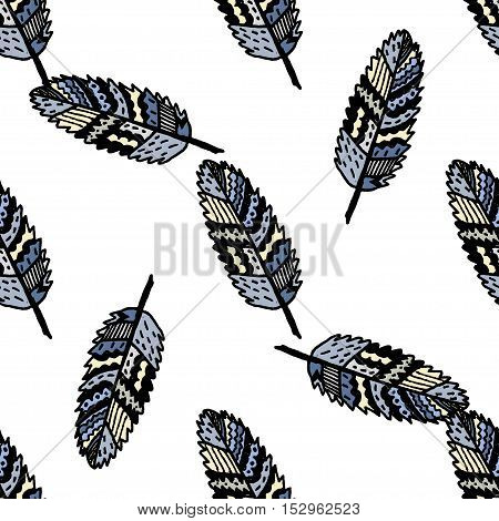 Ethnic boho seamless pattern. Zentangle stylized hand drawn leaves. For fabric, cloth design, wallpaper, wrapping.