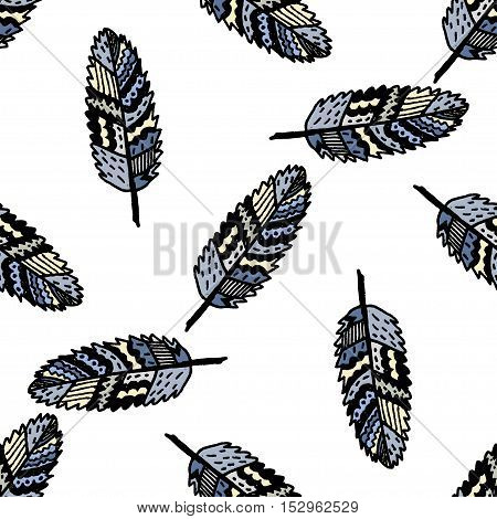 Ethnic boho seamless pattern. Zentangle stylized hand drawn leaves. For fabric, cloth design, wallpaper, wrapping.