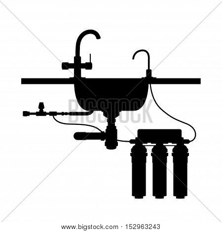 Water filter silhouette isolated on white background.