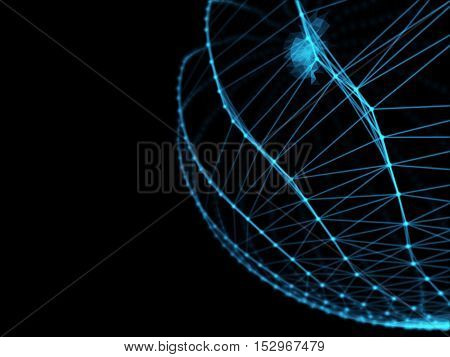 Blue technology triangle neurone design for internet communication and connection world, lines, points, mesh, web, very high resolution