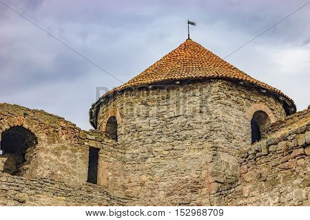 Walls of Fortress Akkerman Bilhorod-Dnistrovskyi Ukraine. This Fortress is located on the right bank of the Dniester Liman dates from the 13th century and is a prime example of medieval fortress.