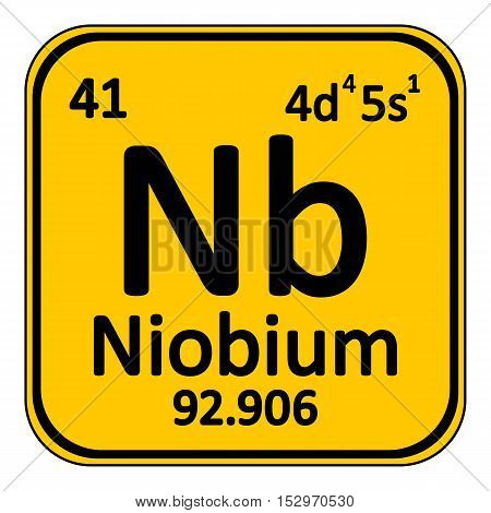 Periodic table element niobium icon on white background. Vector illustration.