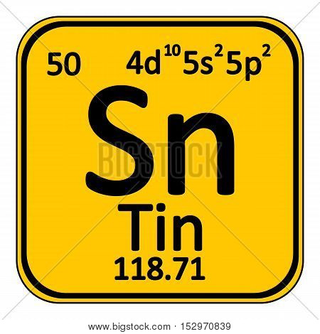 Periodic table element tin icon on white background. Vector illustration.