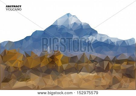 Volcano In Low Polygon Style. Abstract Background For Design.vector Illustration