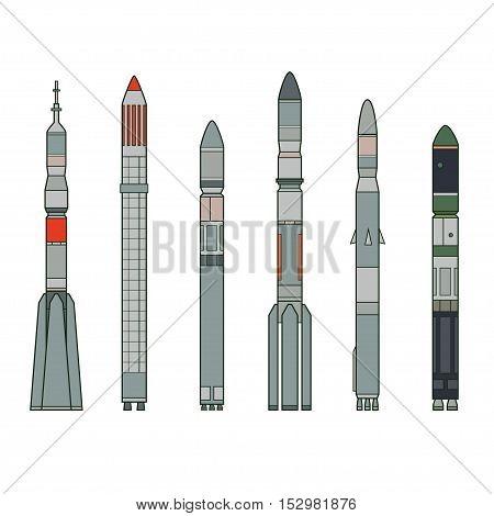 Set of rocket weapons. Isolated on white background.