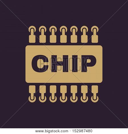 The chip icon. Microchip and microcircuit symbol. Flat Vector illustration