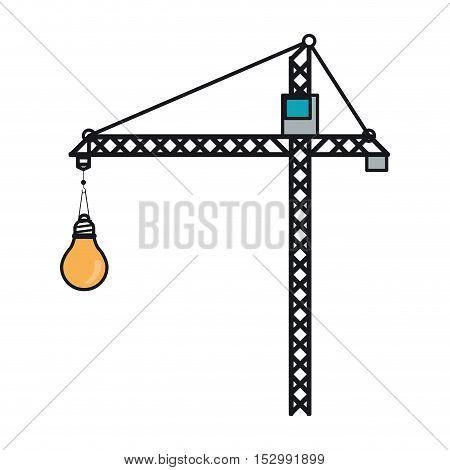 Crane holding light bulb icon. tool instrument repair and construction theme. Isolated design. Vector illustration
