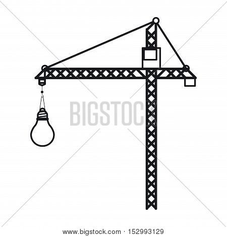 Crane holding light bulb icon. tool instrument repair and construction theme. Isolated design. Vector illustration