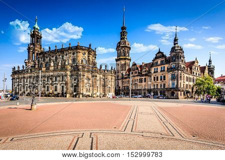Dresden Germany. Dresda Castle (Green Vault) in the historic center of the Saxony city. Contains the largest collection of treasures in Europe.