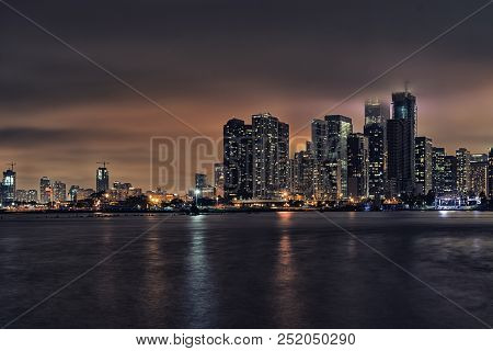 Chicago Water Front Night Scape, Taken At The Navy Pier