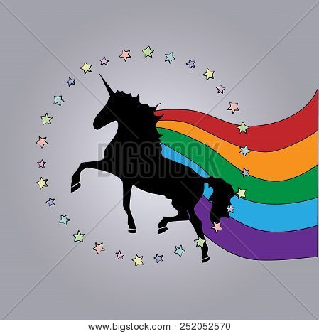 Unicorn Horse. Colorful Rainbow Stars Postcard Poster