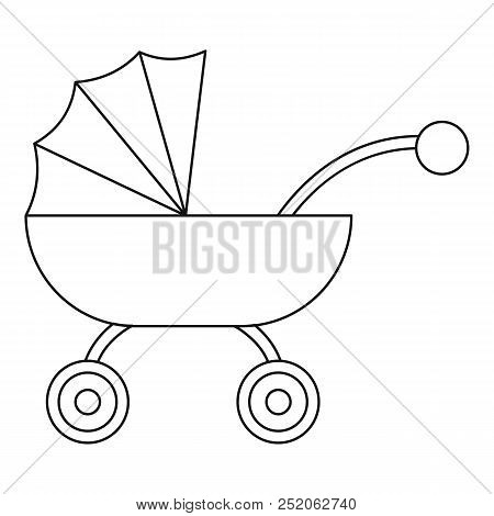 Baby Carriage Icon, Outline Style Illustration Web