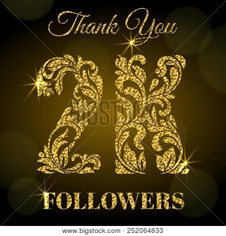2K Followers. Thank You Banner. Decorative Font With Swirls And